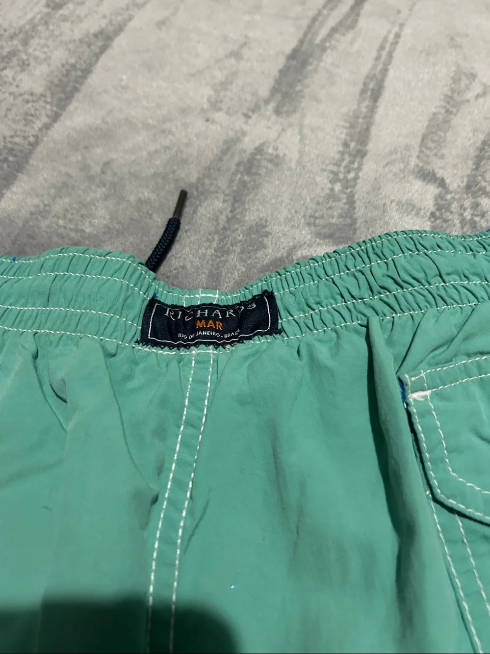 Richard Teal Green Men's Swim Trunks with Black Drawstring